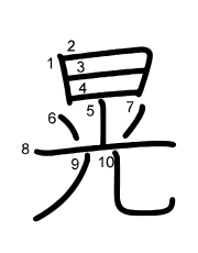 Thứ tự nét chữ 晃