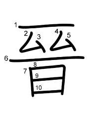 Thứ tự nét chữ 晉