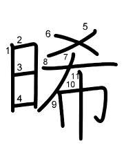 Thứ tự nét chữ 晞