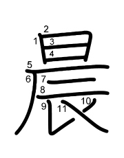 Thứ tự nét chữ 晨