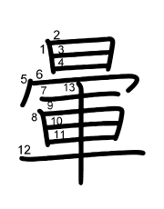 Thứ tự nét chữ 暈