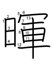 Thứ tự nét chữ 暉