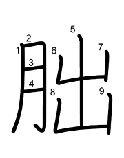 Thứ tự nét chữ 朏