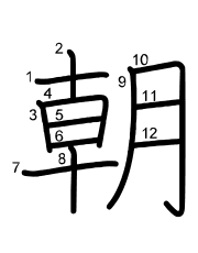 Thứ tự nét chữ 朝