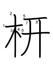 Thứ tự nét chữ 枅