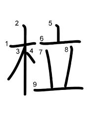 Thứ tự nét chữ 柆