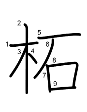 Thứ tự nét chữ 柘