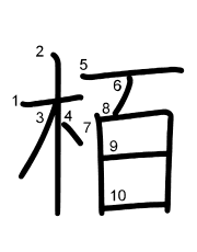 Thứ tự nét chữ 栢