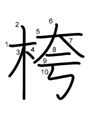 Thứ tự nét chữ 桍