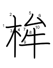 Thứ tự nét chữ 桙