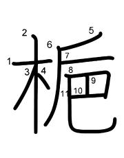 Thứ tự nét chữ 梔