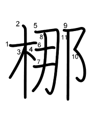 Thứ tự nét chữ 梛