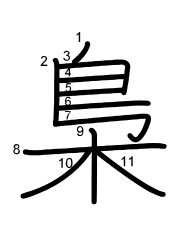 Thứ tự nét chữ 梟