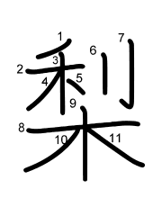 Thứ tự nét chữ 梨