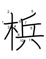 Thứ tự nét chữ 梹