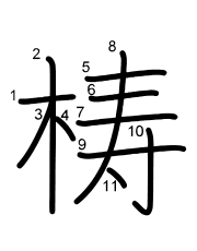 Thứ tự nét chữ 梼