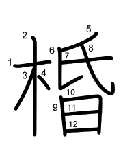 Thứ tự nét chữ 棔