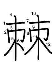 Thứ tự nét chữ 棘