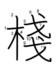 Thứ tự nét chữ 棧