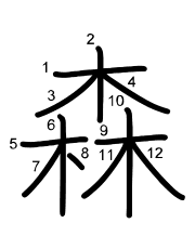 Thứ tự nét chữ 森