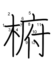 Thứ tự nét chữ 椨