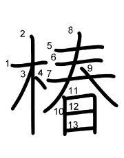 Thứ tự nét chữ 椿