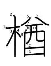 Thứ tự nét chữ 楢