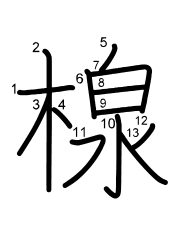 Thứ tự nét chữ 楾