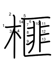 Thứ tự nét chữ 榧