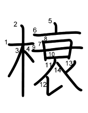 Thứ tự nét chữ 榱