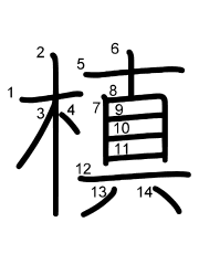 Thứ tự nét chữ 槙