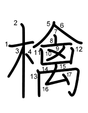 Thứ tự nét chữ 檎