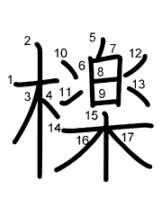 Thứ tự nét chữ 檪