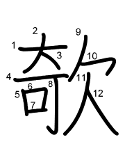 Thứ tự nét chữ 欹
