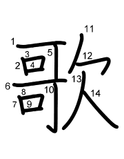 Thứ tự nét chữ 歌