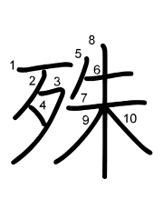Thứ tự nét chữ 殊