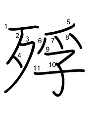 Thứ tự nét chữ 殍
