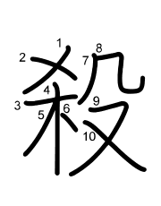 Thứ tự nét chữ 殺
