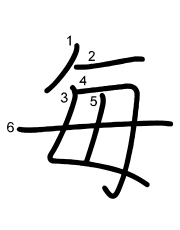 Thứ tự nét chữ 毎