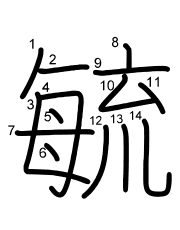 Thứ tự nét chữ 毓