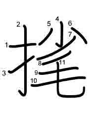 Thứ tự nét chữ 毮