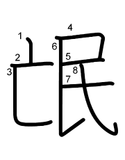Thứ tự nét chữ 氓