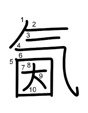 Thứ tự nét chữ 氤