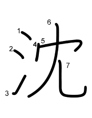 Thứ tự nét chữ 沈