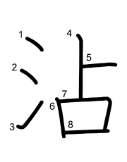 Thứ tự nét chữ 沾