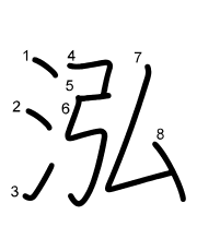 Thứ tự nét chữ 泓