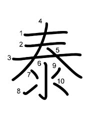 Thứ tự nét chữ 泰