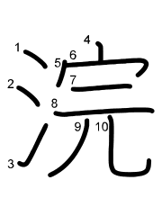 Thứ tự nét chữ 浣
