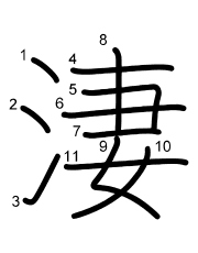 Thứ tự nét chữ 淒