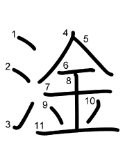 Thứ tự nét chữ 淦